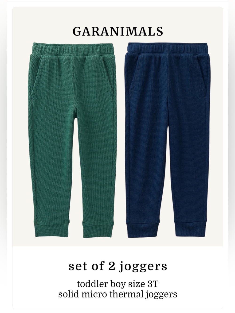 Garanimals SET OF 2 Toddler Boys Holiday Solid Micro Thermal Joggers size 3T